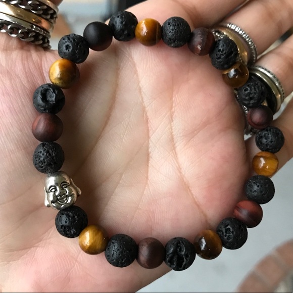 Genuine Lava rock golden & red tiger eye + buddha - Picture 3 of 8